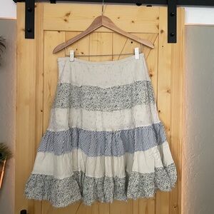 No Boundaries Cream and Light Blue Tiered A-Line Skirt